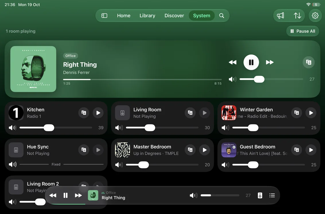 System on iPad: a card for every room.